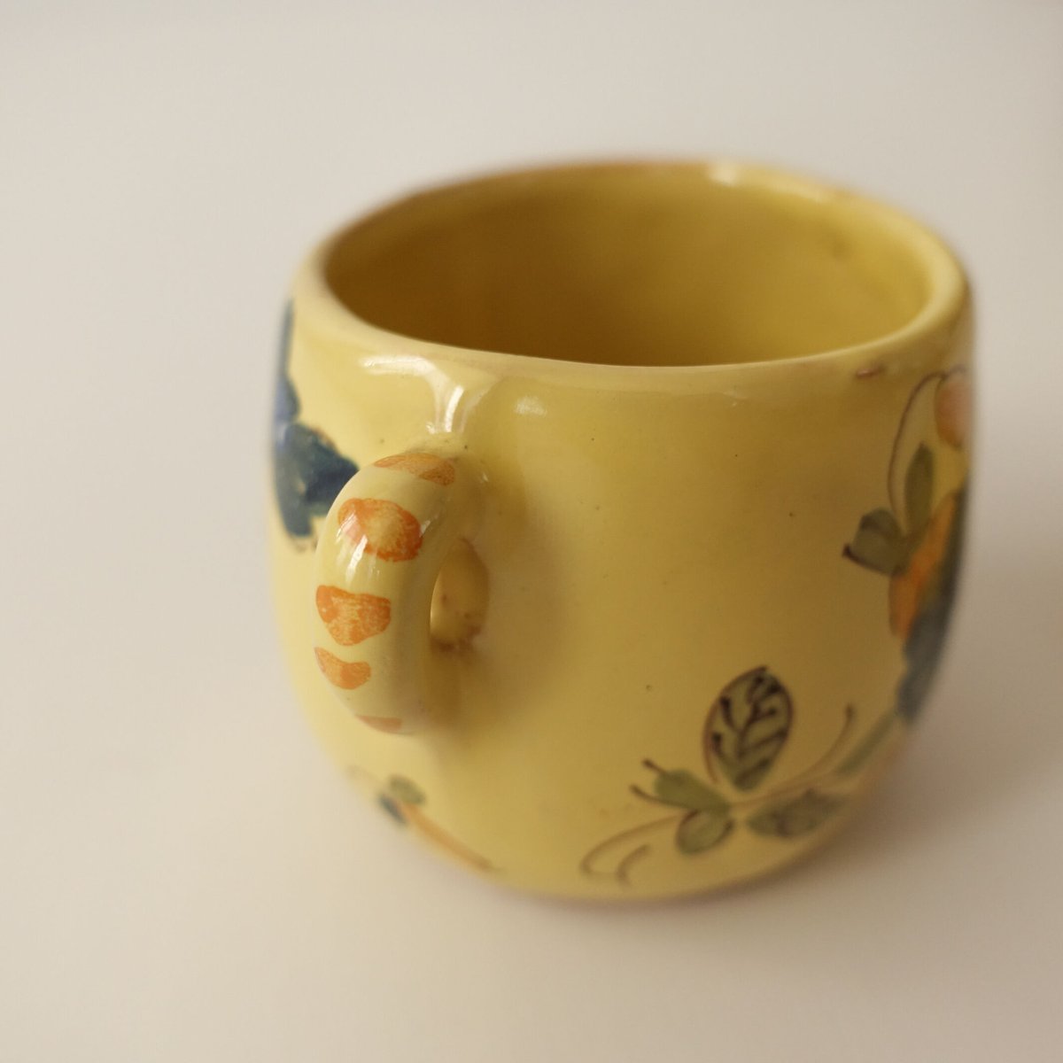 19-20世紀 南フランス 黄釉色絵マスタードポット&調味料入れ3点