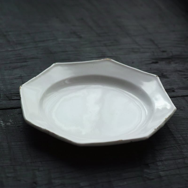 18世紀 フランス ムスティエ 白錫釉オクトゴナル皿 / France 18th C