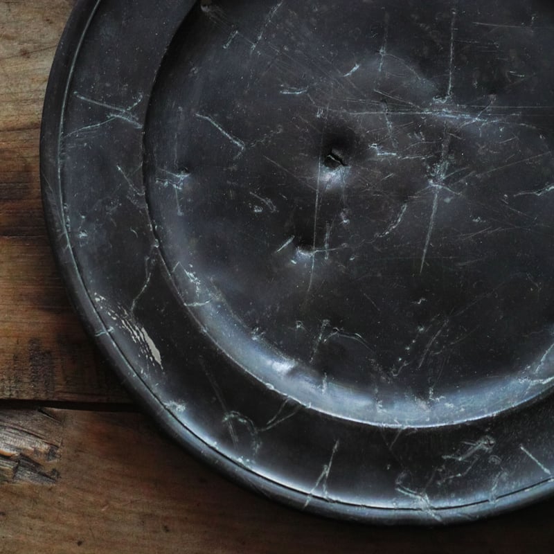 イギリス製 ピューターの小皿 17世紀 イギリス 川上がりピューター皿 / Pewter Plate
