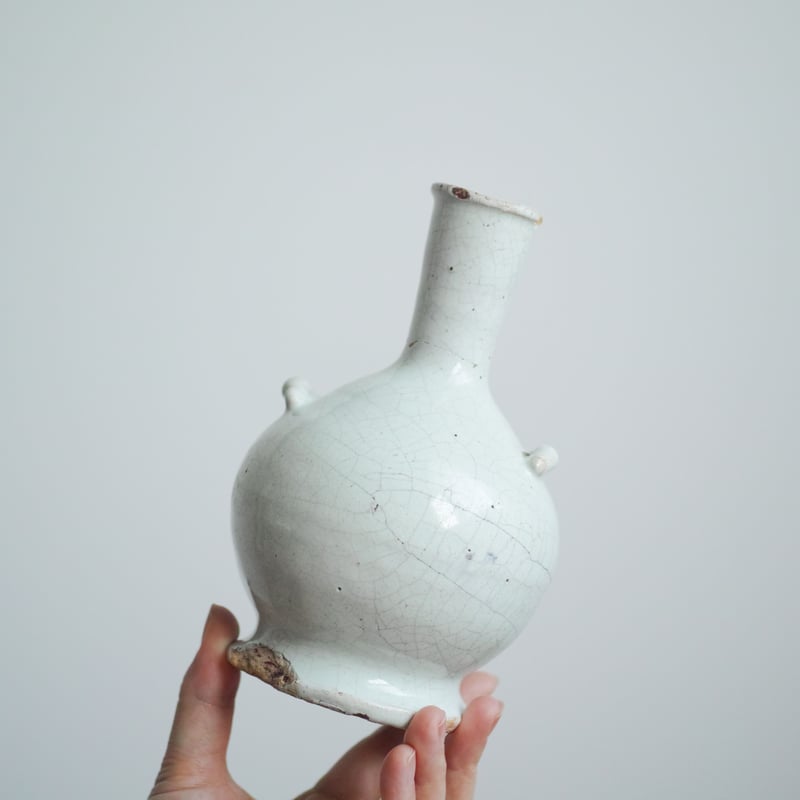 18世紀 フランス ファイアンス白錫釉双耳瓶 / Faience Bottle / Franc