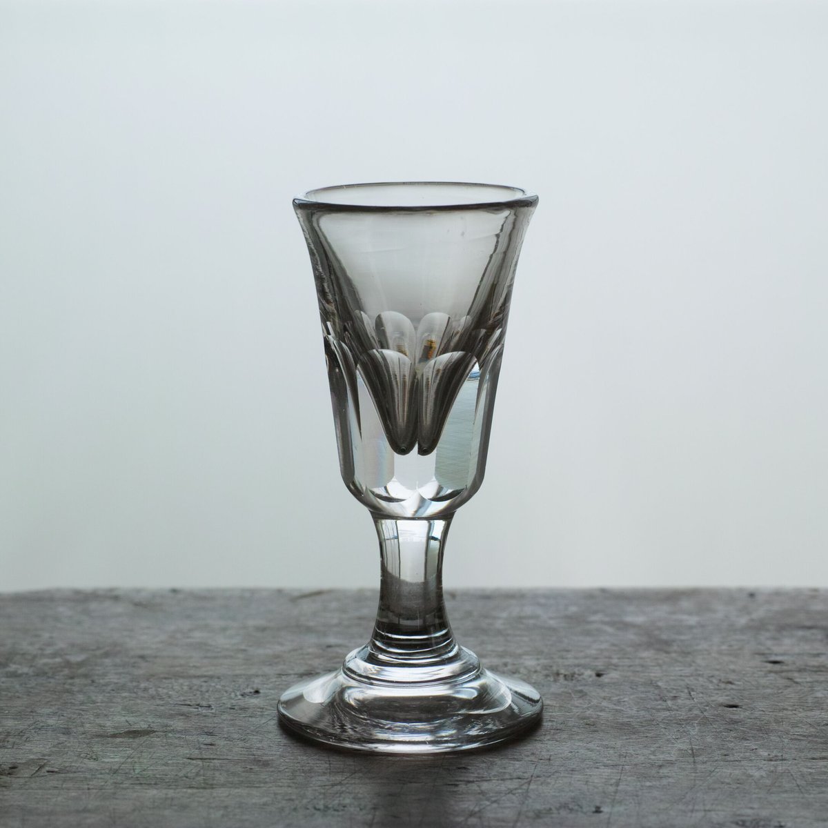 19世紀フランス 古い手吹きガラスのトロンプルイユ ショットグラス リキュールグラス / France 19th C.