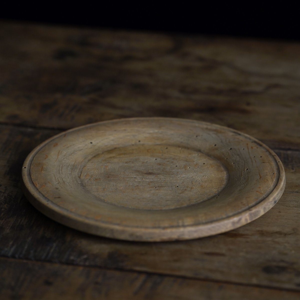 18世紀 スウェーデン木皿 ワイドリム 厚手 / Swedish Wooden Wide Ri