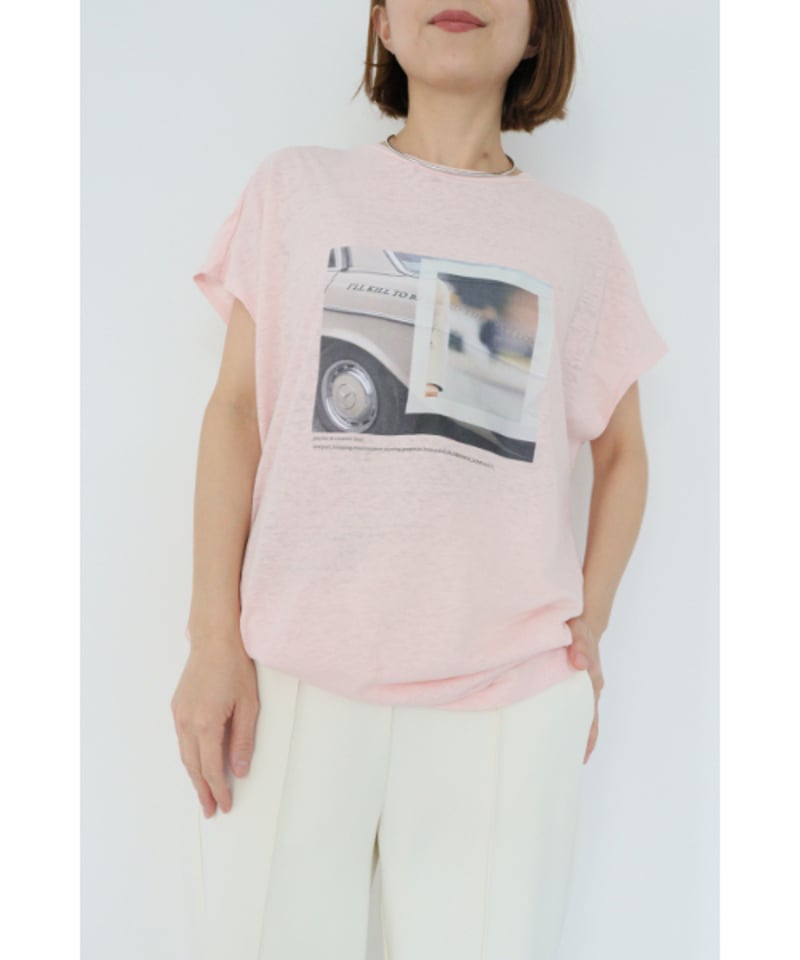 10076880 綿麻スラブ グラフィックプリントTシャツ | SANZEN