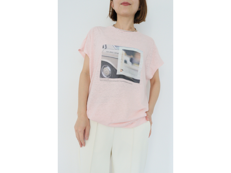 10076880 綿麻スラブ グラフィックプリントTシャツ | SANZEN Online E