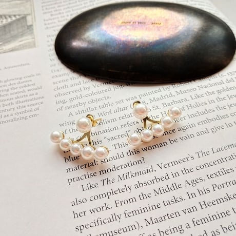 パール カーブライン スタッドピアス Silver925 ピアス  18kコーティング