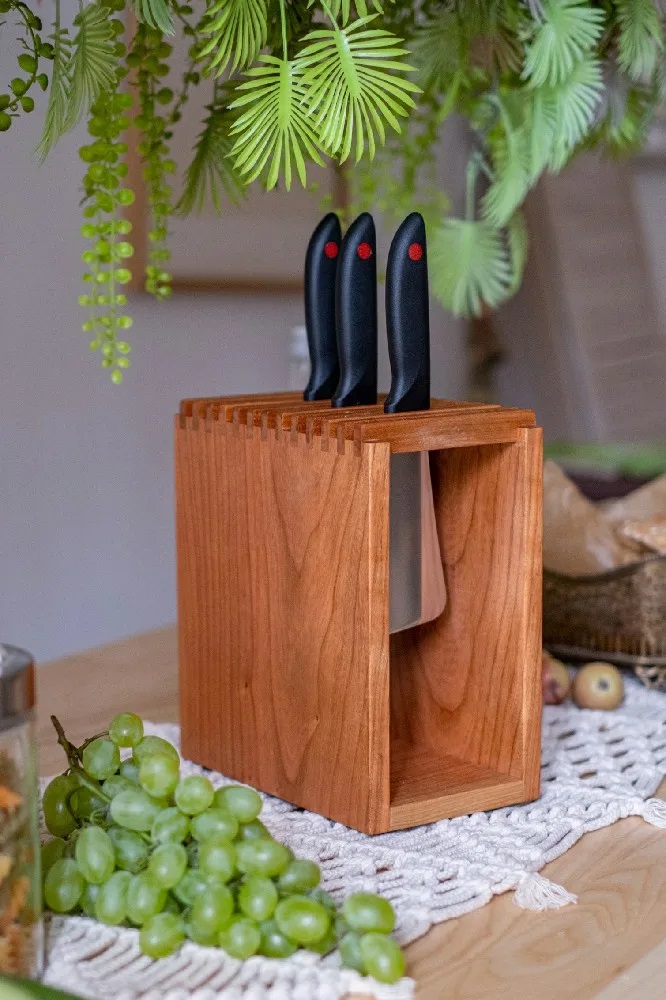 Amazon | mikketa 包丁立て 木製 包丁スタンド 滑り止め 7本用 抗菌 防