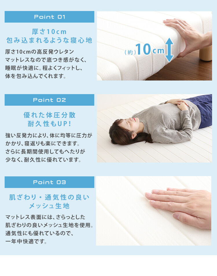 訳あり❤️脚付きマットレス ベッド セミダブルベッド ウレタン ロール 体圧分散 ベッド]脚付きウレタンロールマットレスベッドおすすめ