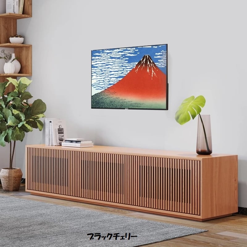 ワイドテレビボード160㎝｜格子開き戸 ブラックチェリー テレビ