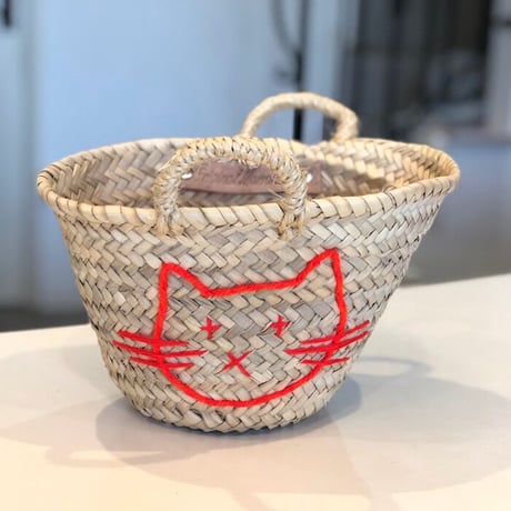 original marrakech　カゴバッグ　CAT　猫ちゃん フロント ハンドル 小物入れ インテリア 夏バッグ