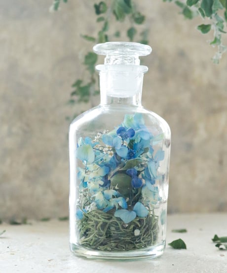 薬瓶風紫陽花のドライフラワーボトル /pale blue