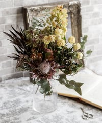 ネイティブプランツとバラ、紫陽花のドライフラワーブーケ