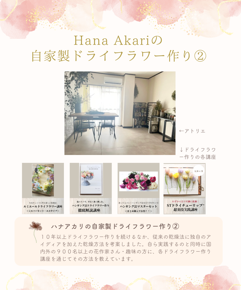 自家製ドライフラワーの春色リース/名入れタグ | Hana Akari