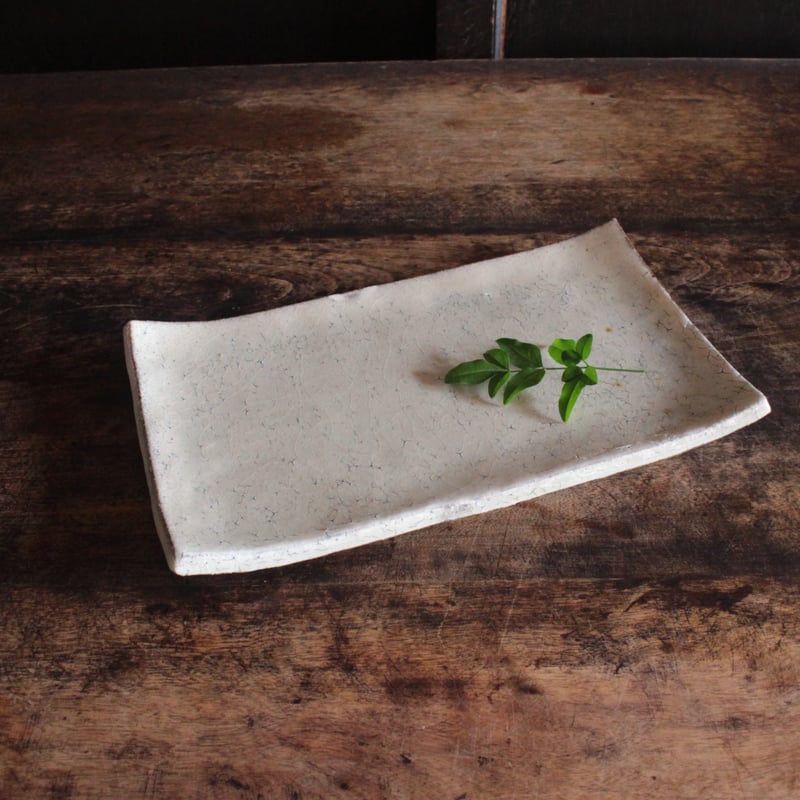 粉引長方皿L | うつわ 吉澤直樹&遠藤薫