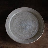 ひび粉引　リムプレート皿　9寸　若草色