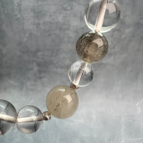 【ガネッシュヒマール産】アクチノライトイン天然ヒマラヤ水晶デザインブレスレット/Ganesh Himal Actinolite in Himalayan Quartz Design Bracelet