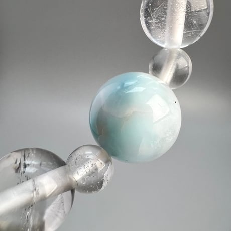 【デザインブレスレット】ラリマー×天然ヒマラヤ水晶デザインブレスレット/Larimer×Himalayan Quartz Design Bracelet