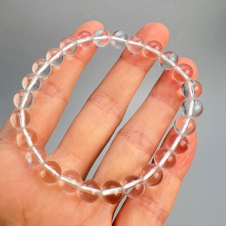 【ハイクオリティー】ガネッシュヒマール産天然ヒマラヤ水晶ブレスレット8mm内径18cm/High Quality Ganesh Himal Himalayan Quartz Bracelet