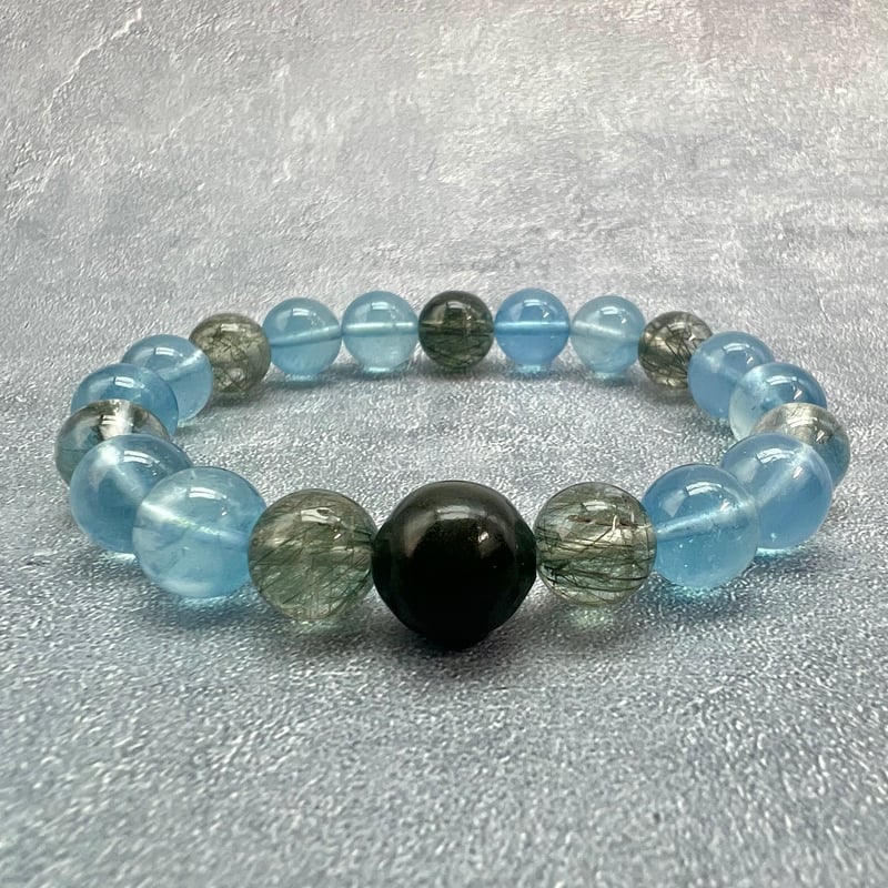 デザインブレスレット】天然アクアマリン×ガネッシュヒマール産天然