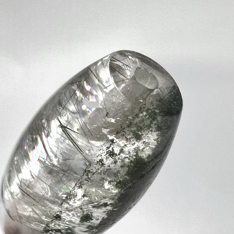 【ガネッシュヒマール産】アクチノライト&クローライトイン天然ヒマラヤ水晶 樽型ビーズ/Ganesh Himal Actinolite&Chlorite in Himalayan Quartz