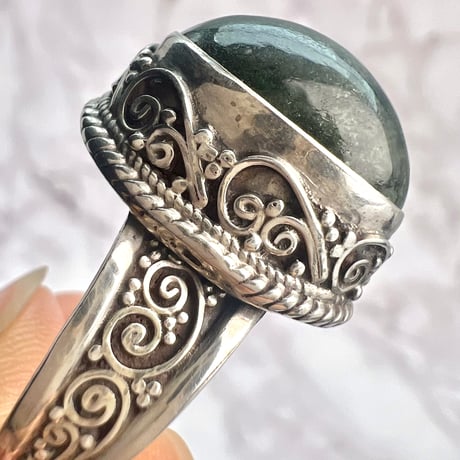 【ガネッシュヒマール産】クローライトイン天然ヒマラヤ水晶S/V925リング/Ganesh Himal Chlorite in Himalayan Quartz S/V925 Ring