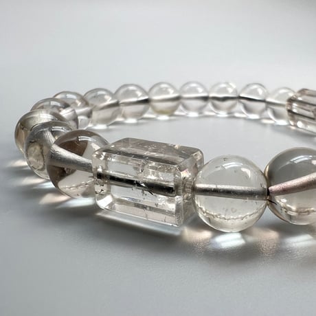 【デザインブレスレット】天然ラリマー×"手磨き加工"ガウリシャンカール産スモーキークォーツ/Larimer×GauriShankar Smoky Design Bracelet