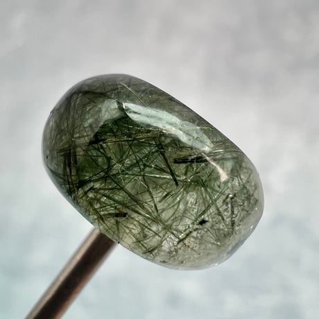 【ガネッシュヒマール産】アクチノライトイン天然ヒマラヤ水晶 タイヤ型ビーズ⑤/Ganesh Himal Actinolite in Himalayan Quartz Tire beads
