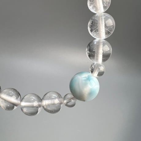 【デザインブレスレット】ラリマー×天然ヒマラヤ水晶デザインブレスレット/Larimer×Himalayan Quartz Design Bracelet