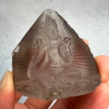 【ガウリシャンカール産】天然ヒマラヤスモーキークォーツ "グリーンターラ"仏像/Gaurishankar HimalayanSmoky "Green Tara"Statue