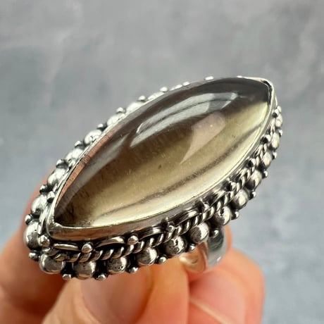 【ガウリシャンカール産】天然ヒマラヤスモーキークォーツ シルバー925デザインリング/GauriShankar Smoky Quartz Silver925 Design Ring