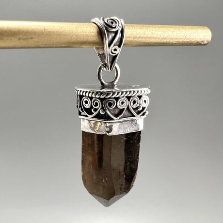 【ガウリシャンカール産】天然ヒマラヤスモーキークォーツ シルバー925ペンダントトップ/GauriShankar Himalayan Smoky Quartz S/V925Pendant Top