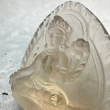 【ガウリシャンカール産】天然ヒマラヤレモンスモーキークォーツ "ホワイトターラ"仏像/Gaurishankar Himalayan Lemon Smoky "Green Tara"Statue