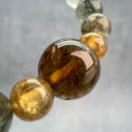 【デザインブレスレット】ネパール産ヒマラヤドラバイト&ハニートルマリン×ガネッシュヒマール/Nepal Himalayan Tourmaline×Ganesh Bracele
