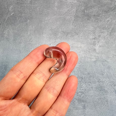 【ガウリシャンカール産】天然ヒマラヤスモーキークォーツ"手磨き加工"勾玉ビーズ③/Gaurishankar Himalayan Smoky Quartz Magatama Beads