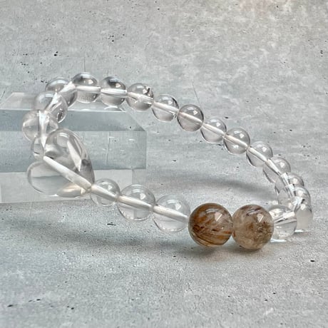 【ガネッシュヒマール産】天然ヒマラヤ水晶"ハート"デザインブレスレット/Ganesh Himal Himalayan Quartz "Heart"Design Bracelet