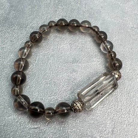 【ガウリシャンカール産】"手磨き加工"天然ヒマラヤスモーキークォーツデザインブレスレット/Gaurishankar Himalayan Smoky Quartz Design Bracelet