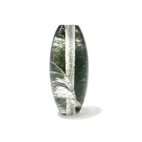 【ガネッシュヒマール産】アクチノライト&クローライトイン天然ヒマラヤ水晶 樽型ビーズ/Ganesh Himal Actinolite&Chlorite in Himalayan Quartz