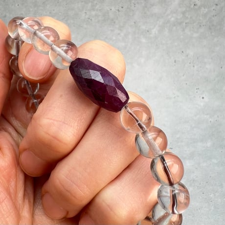 【デザインブレスレット】ガウリシャンカール産スモーキー×天然ルビーデザインブレスレット/GauriShankar Smoky×Ruby Design Bracelet