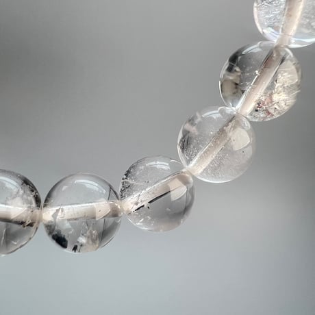 【カイラス産】"手磨き加工"天然ヒマラヤ水晶ブレスレット(8mm内径15cm)/Kailash Himalayan Quartz Bracelet