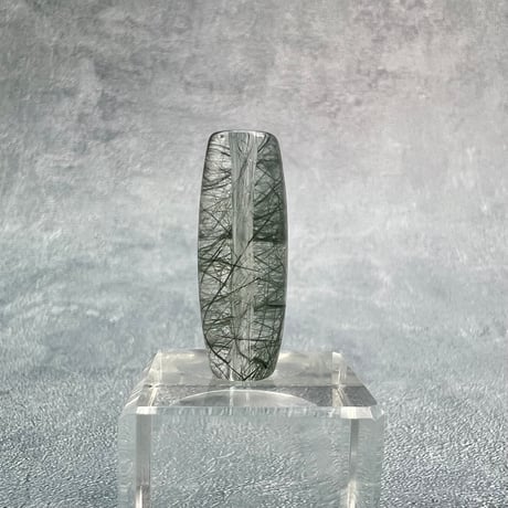 【ガネッシュヒマール産】アクチノライトイン天然ヒマラヤ水晶 樽型ビーズ⑨/Ganesh Himal Actinolite in Himalayan Quartz barrel beads