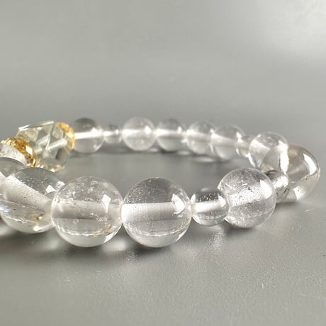 【デザインブレスレット】シトリン＋カイラス産＋アンナプルナ産"手磨き加工"天然ヒマラヤ水晶/Citrine + Kailash + Annapurna Himalayan Quartz