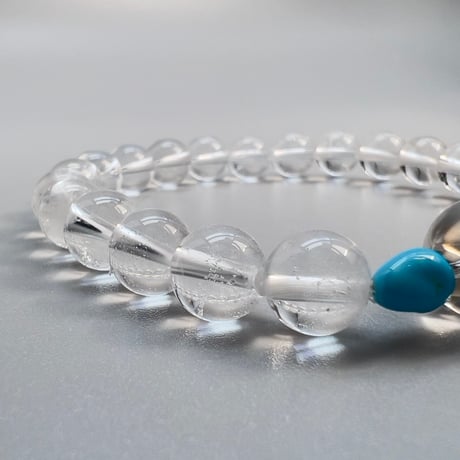 【デザインブレスレット】アリゾナターコイズ×天然ヒマラヤ水晶/Arizona Turquoise×Himalayan Quartz Design Bracelet