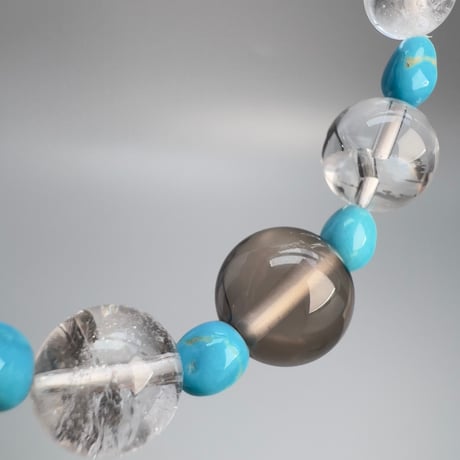 【デザインブレスレット】アリゾナターコイズ×天然ヒマラヤ水晶/Arizona Turquoise×Himalayan Quartz Design Bracelet