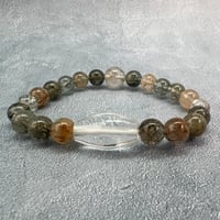 【ガネッシュヒマール産】アクチノライトイン天然ヒマラヤ水晶デザインブレスレット/Ganesh Himal Actinolite in Himalayan Quartz Design Bracelet