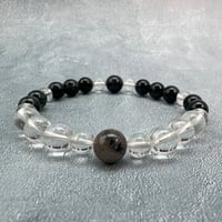 【ガネッシュヒマール産】アクチノライトイン天然ヒマラヤ水晶デザインブレスレット/Ganesh Himal Actinolite in Himalayan Quartz Design Bracelet