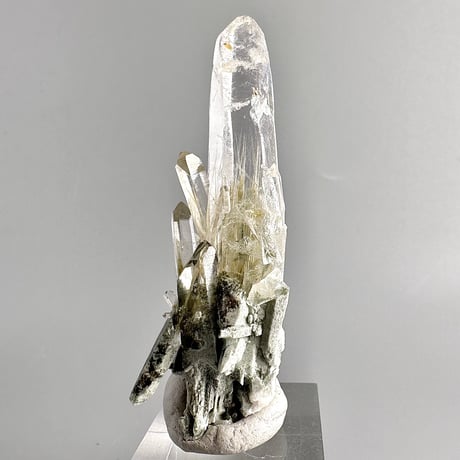 【ガネッシュヒマール産】アクチノライト&クローライトイン天然ヒマラヤ水晶ミニポイント"UU"/Ganesh Himal Actinolite&Chlorite in Himalayan Quartz