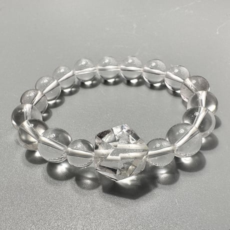 【デザインブレスレット】ガネッシュヒマール産ヒマラヤ水晶"イコサヘドロン" 内径14/GaneshHimal"Icosahedron"