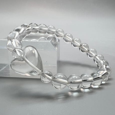 【ガネッシュヒマール産】天然ヒマラヤ水晶"ハート"デザインブレスレット③/Ganesh Himal Himalayan Quartz Design Bracelet