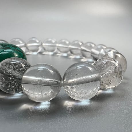 【デザインブレスレット】チベタンターコイズ×ガネッシュヒマール天然ヒマラヤ水晶/Tibetan Turquoise×Ganesh Himal Himalayan Quartz