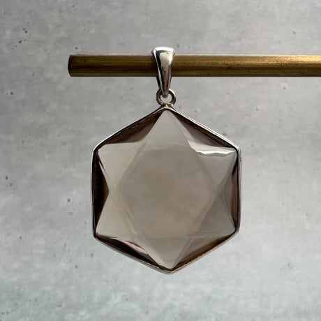 【ガウリシャンカール産】スモーキークォーツ"ヘキサゴン×六芒星" シルバー925 ペンダントトップ［C］/Gaurishankar Smorky Quartz Hexagram Pendant