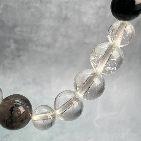 【ガネッシュヒマール産】アクチノライトイン天然ヒマラヤ水晶デザインブレスレット/Ganesh Himal Actinolite in Himalayan Quartz Design Bracelet